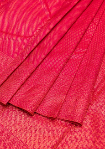 Rani Pink Zariwork Pure Silk Saree-Koskii