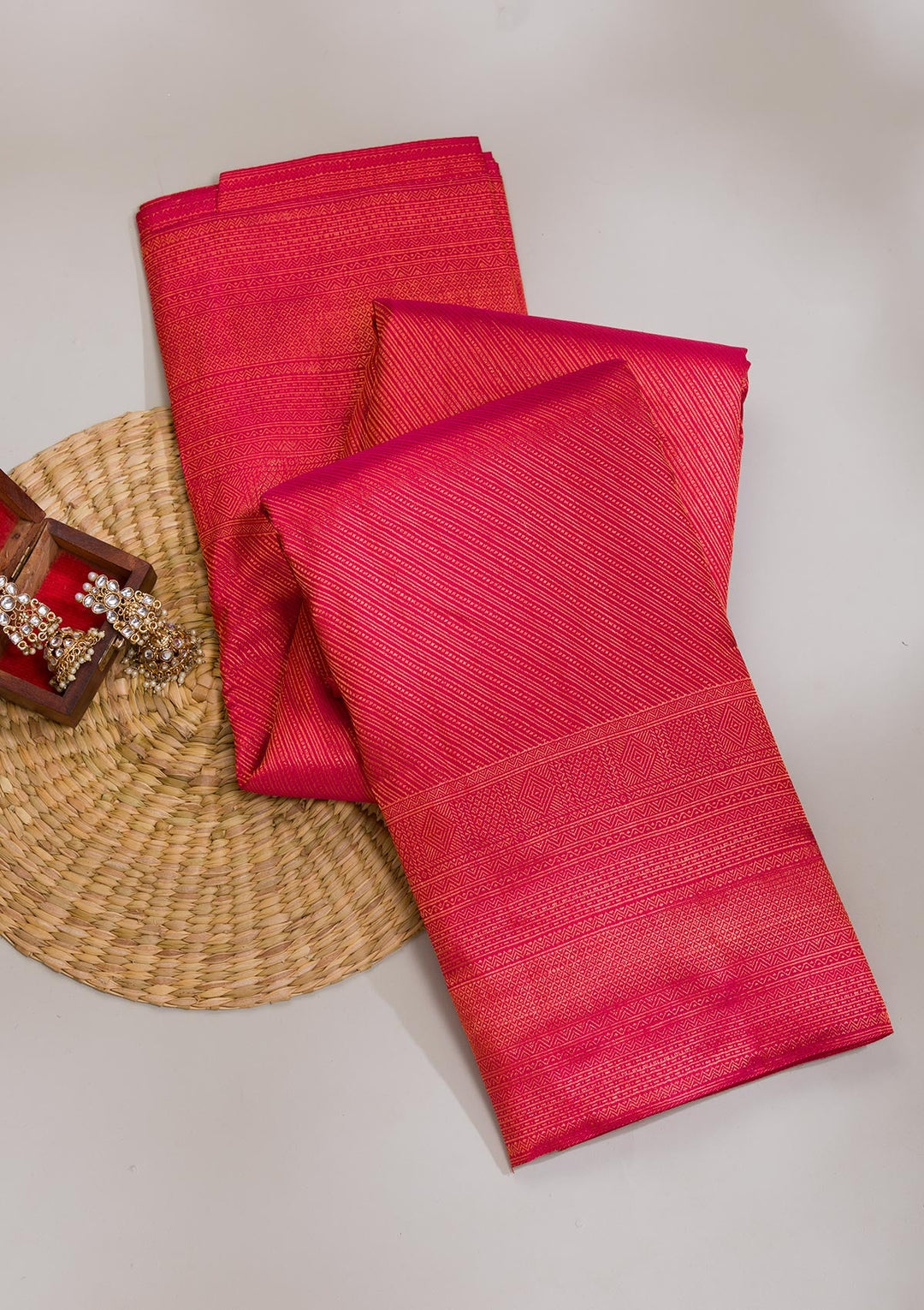 Rani Pink Zariwork Pure Silk Saree-Koskii