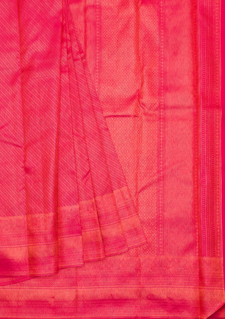 Rani Pink Zariwork Pure Silk Saree-Koskii