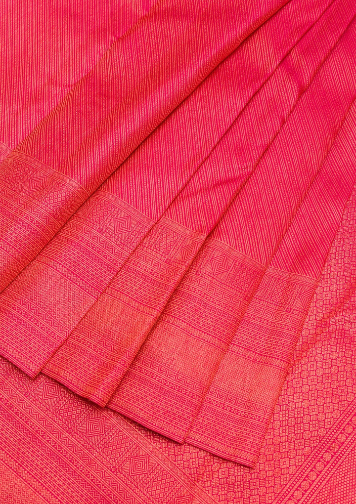 Rani Pink Zariwork Pure Silk Saree-Koskii
