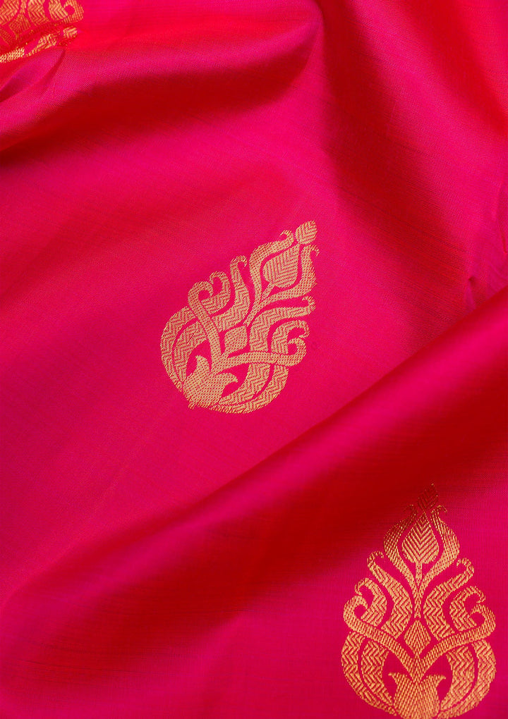 Rani Pink Gold Zariwork Pure Silk Saree - Koskii