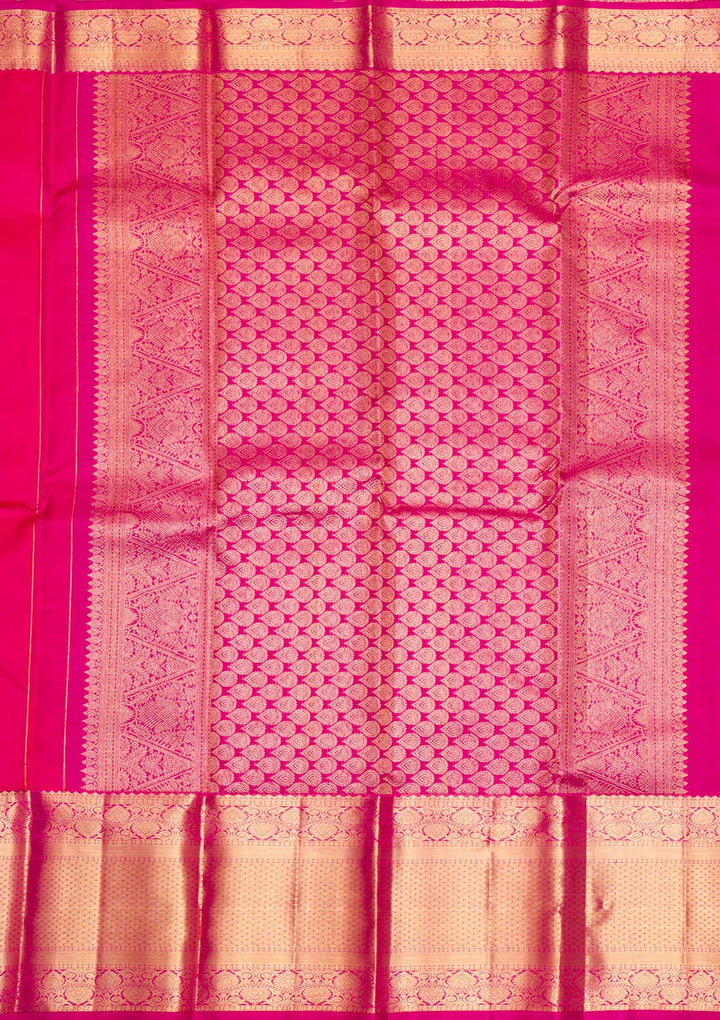 Rani Pink Gold Zariwork Pure Silk Saree - Koskii