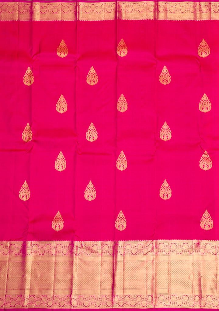 Rani Pink Gold Zariwork Pure Silk Saree - Koskii