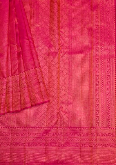 Rani Pink Gold Zariwork Pure Silk Saree - Koskii