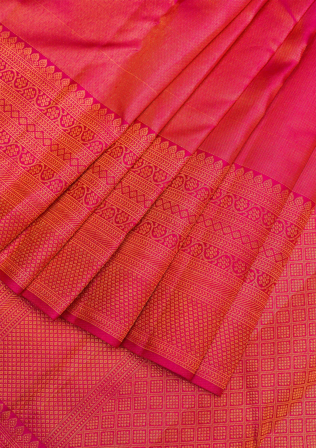 Rani Pink Gold Zariwork Pure Silk Saree - Koskii