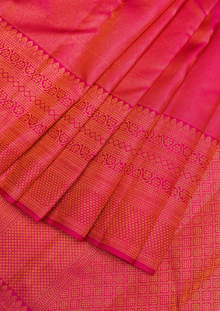 Rani Pink Gold Zariwork Pure Silk Saree - Koskii
