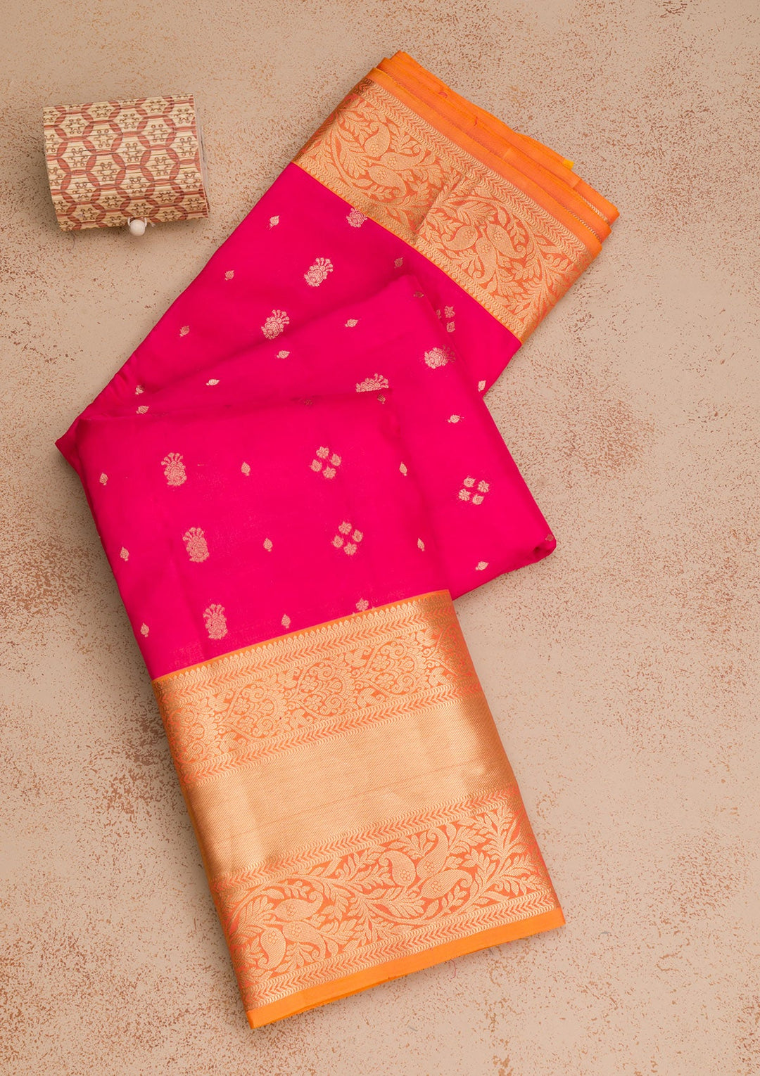 Rani Pink Zariwork Pure Silk Saree-Koskii