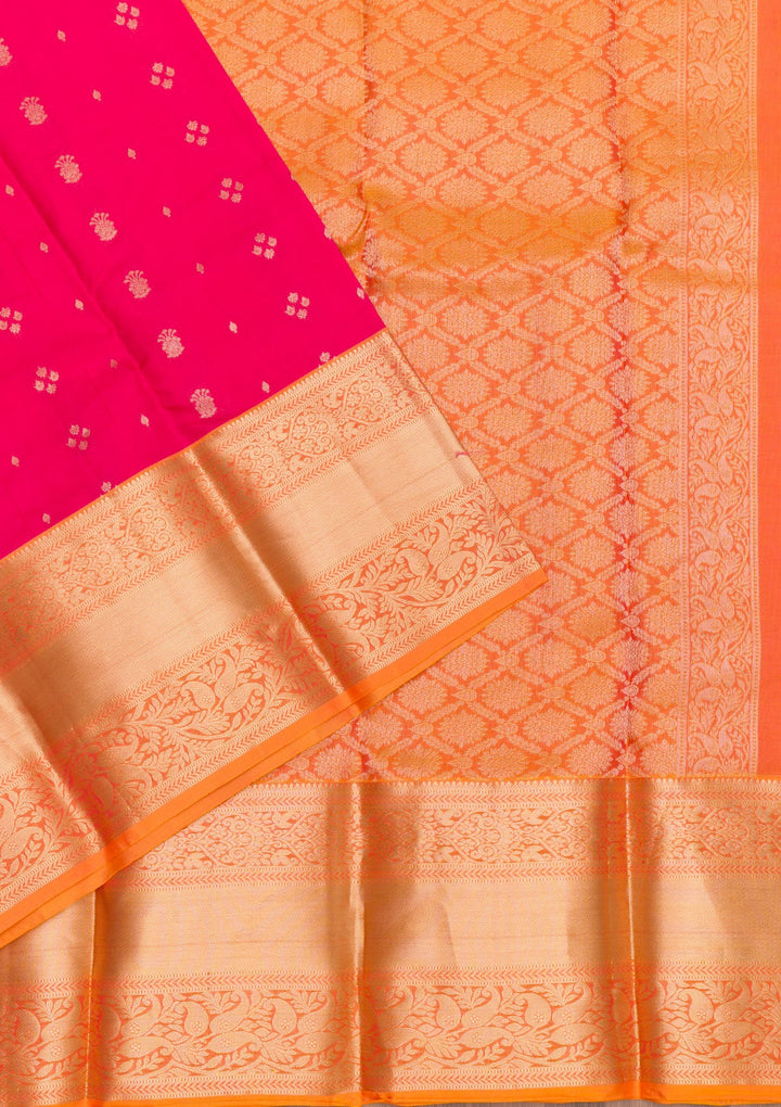 Rani Pink Zariwork Pure Silk Saree-Koskii