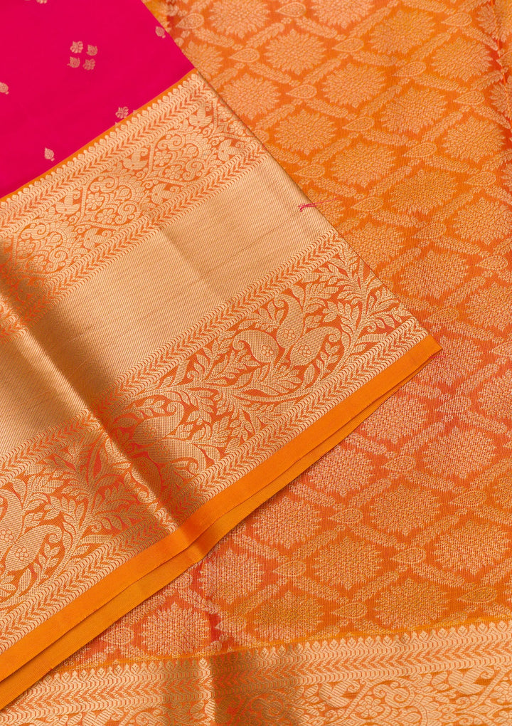 Rani Pink Zariwork Pure Silk Saree-Koskii