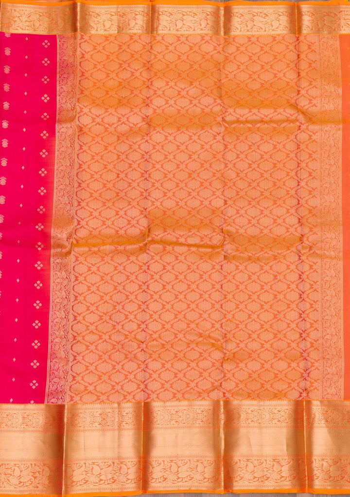 Rani Pink Zariwork Pure Silk Saree-Koskii