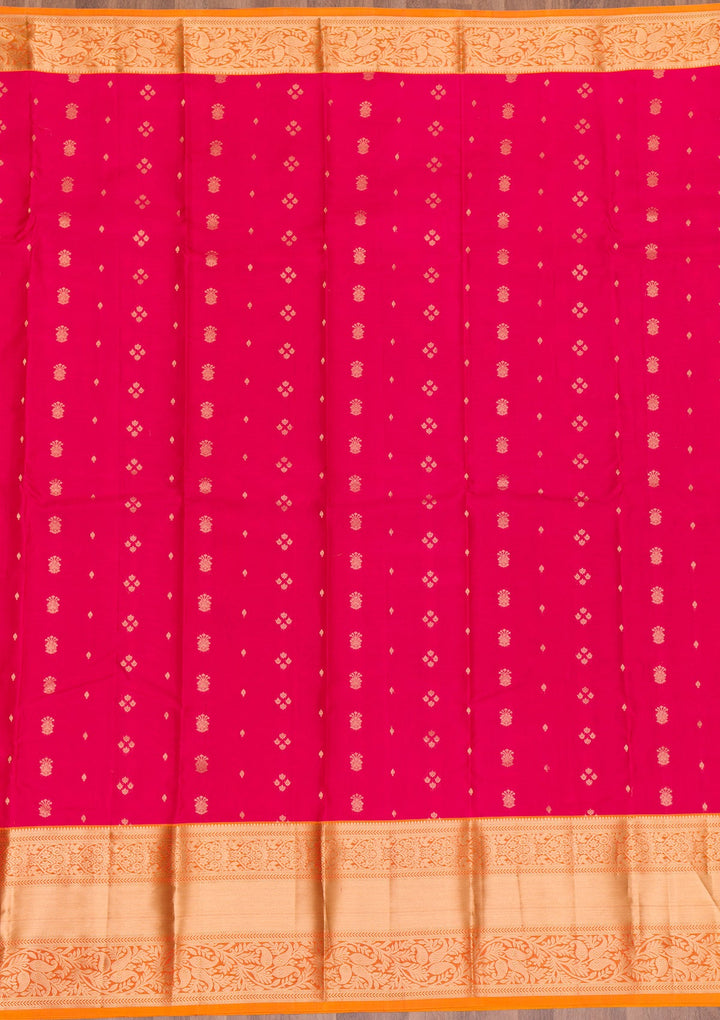 Rani Pink Zariwork Pure Silk Saree-Koskii