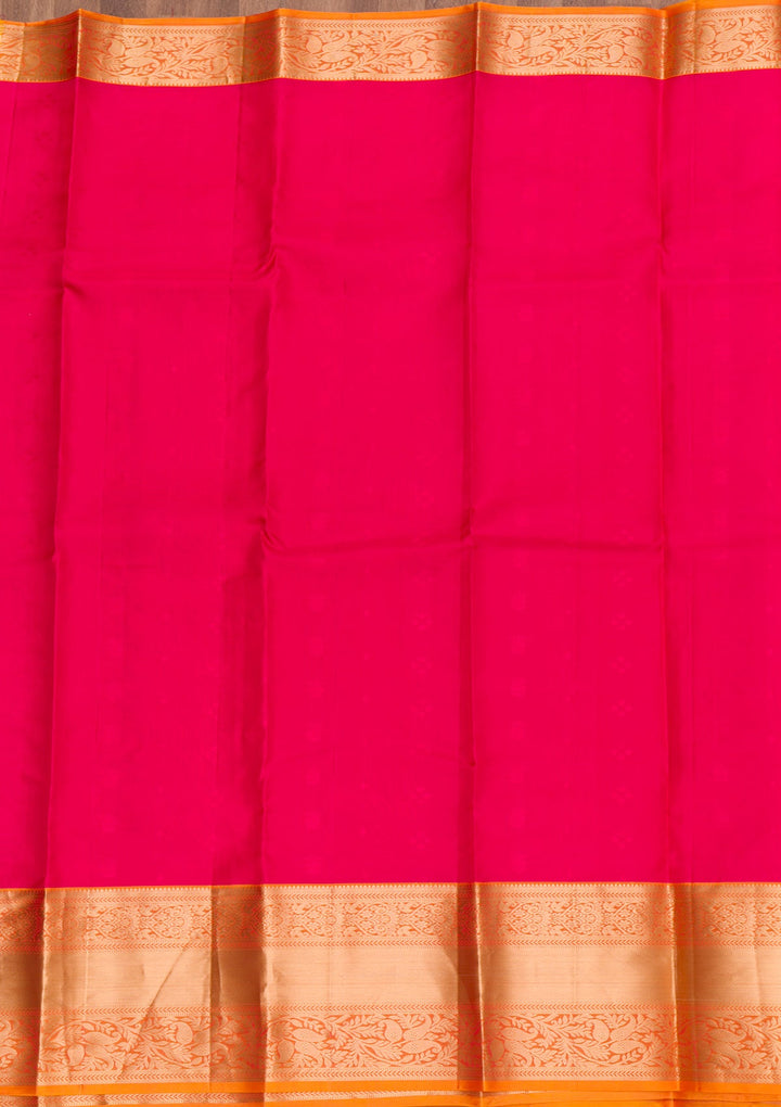 Rani Pink Zariwork Pure Silk Saree-Koskii