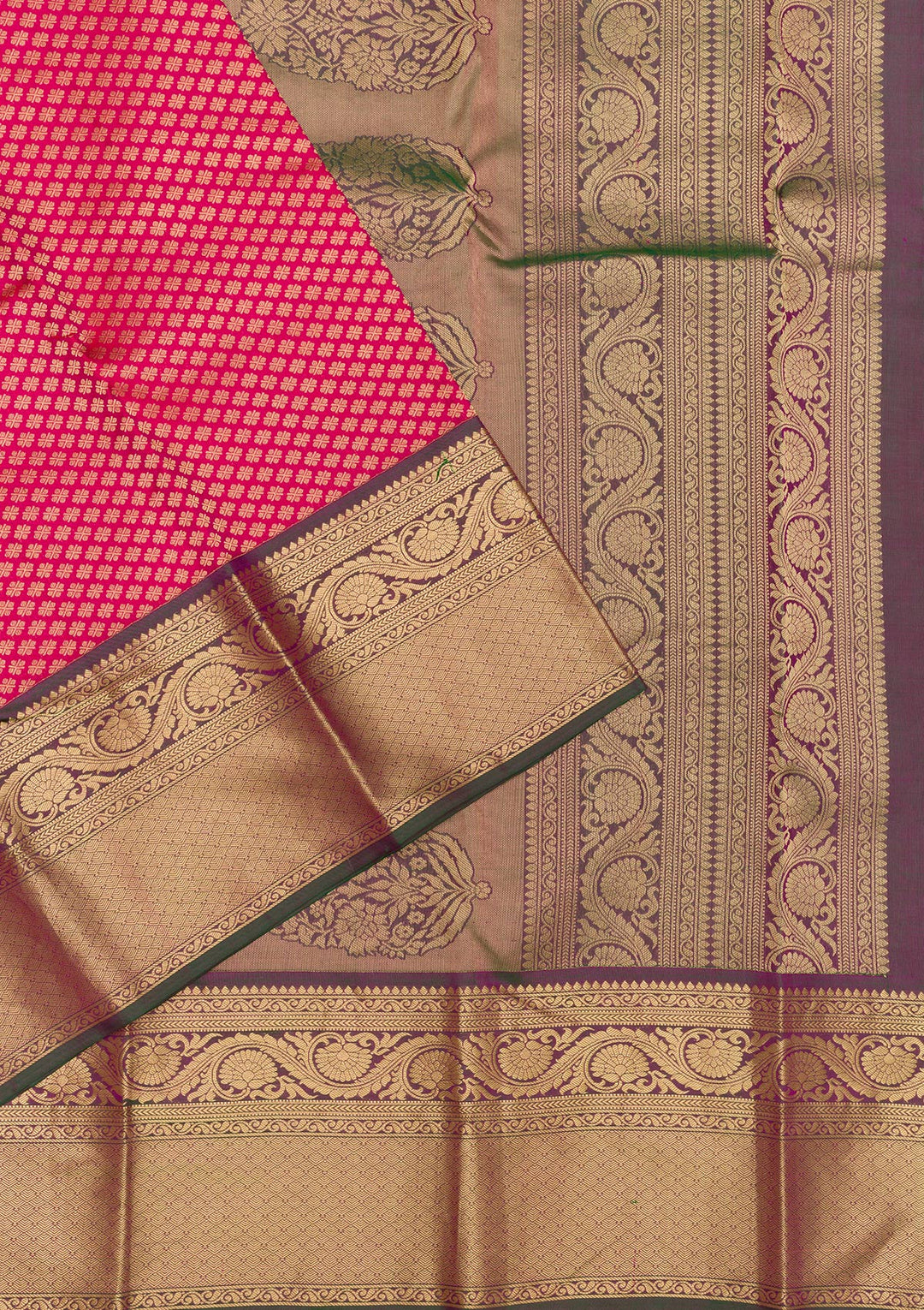 Rani Pink Zariwork Pure Silk Saree-Koskii