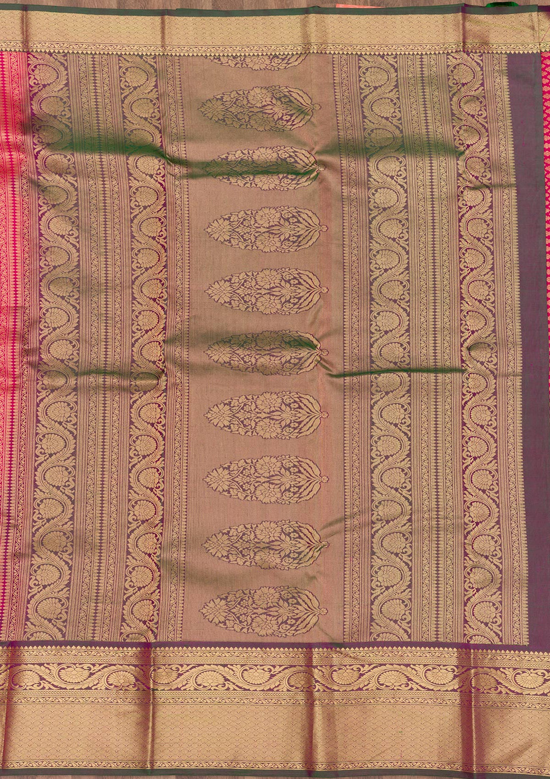 Rani Pink Zariwork Pure Silk Saree-Koskii