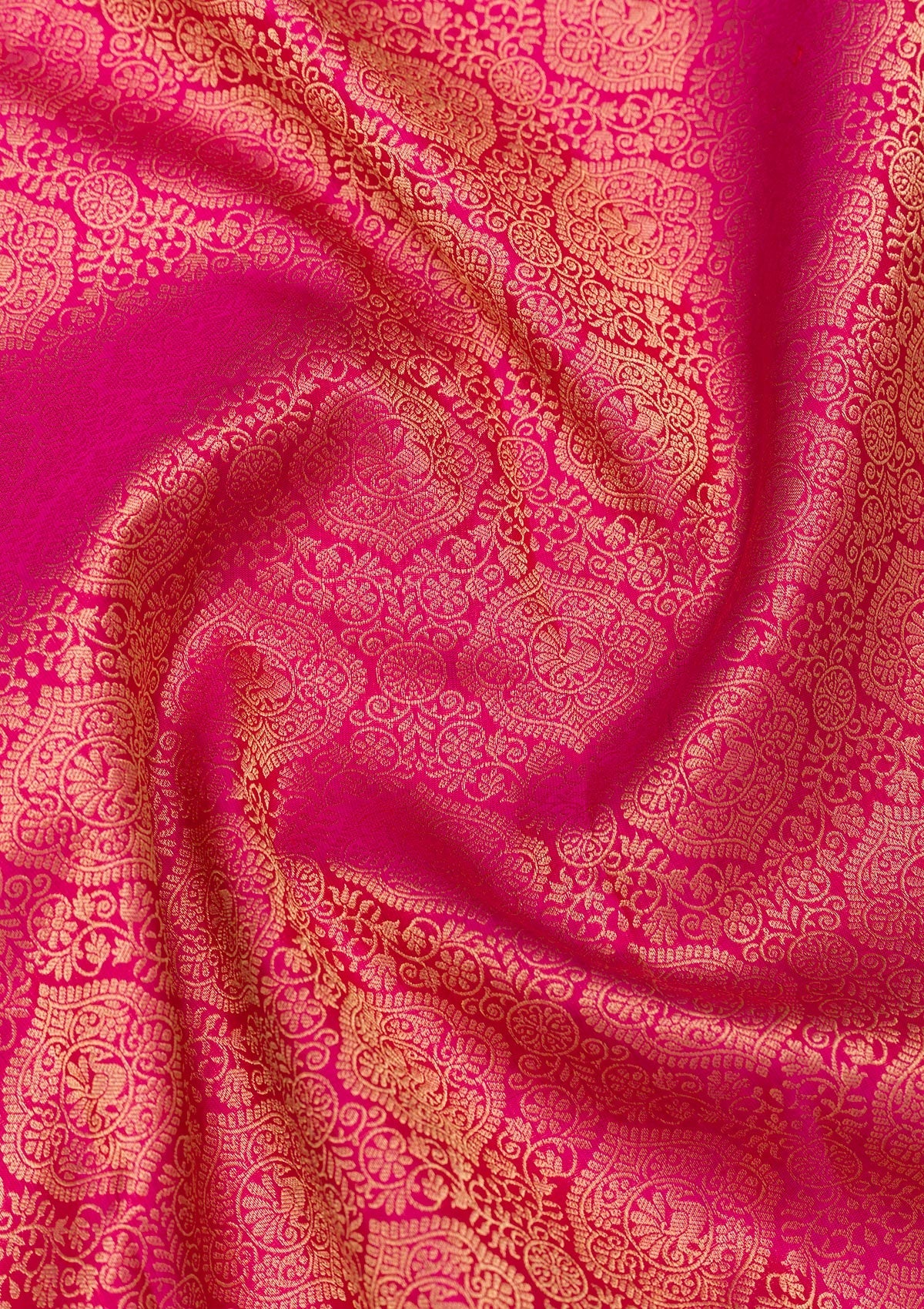 Rani Pink Zariwork Pure Silk Saree-Koskii