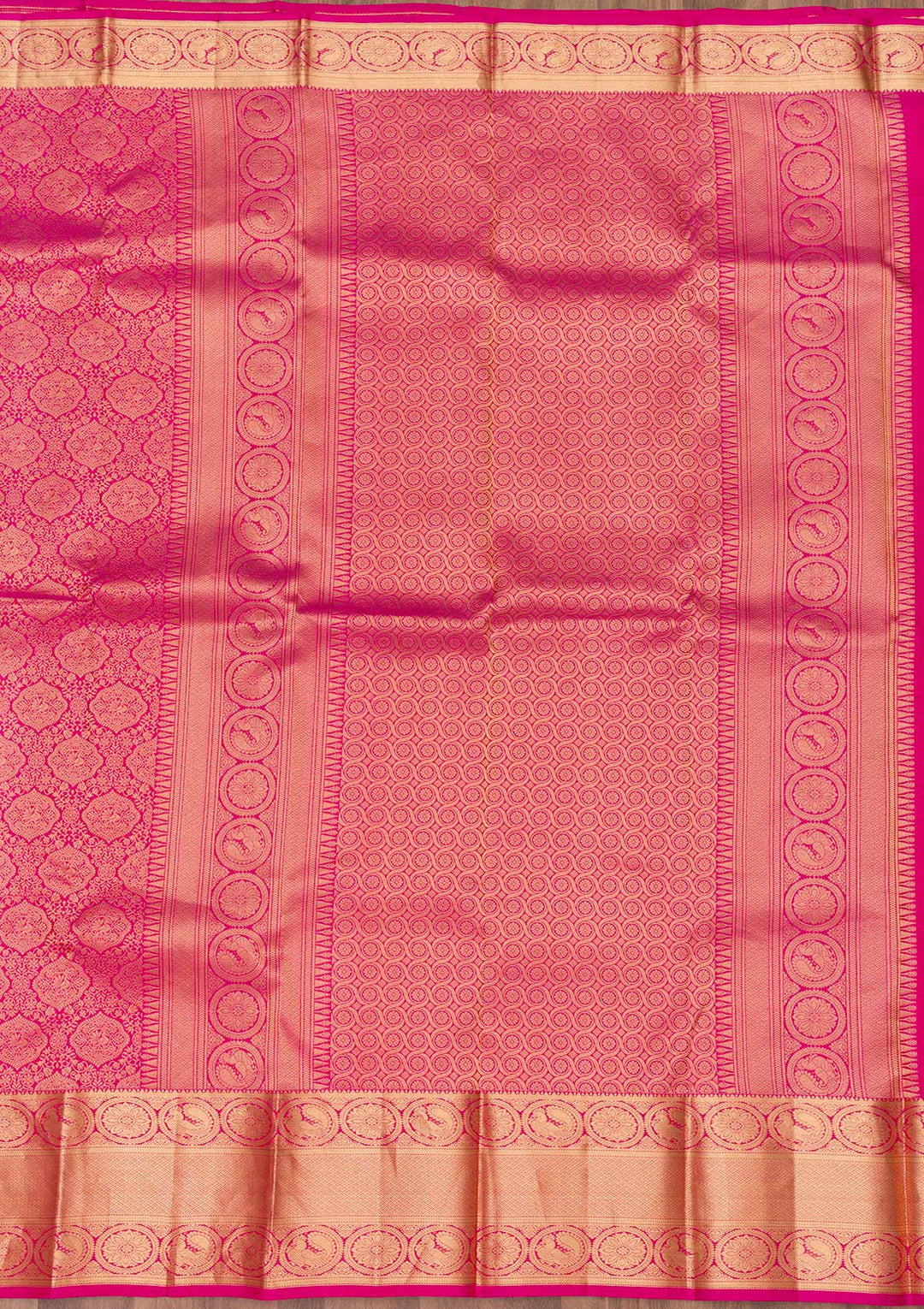 Rani Pink Zariwork Pure Silk Saree-Koskii