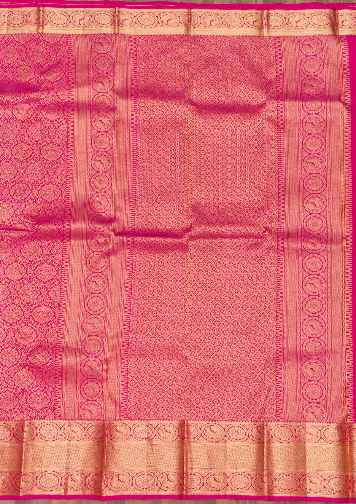 Rani Pink Zariwork Pure Silk Saree-Koskii