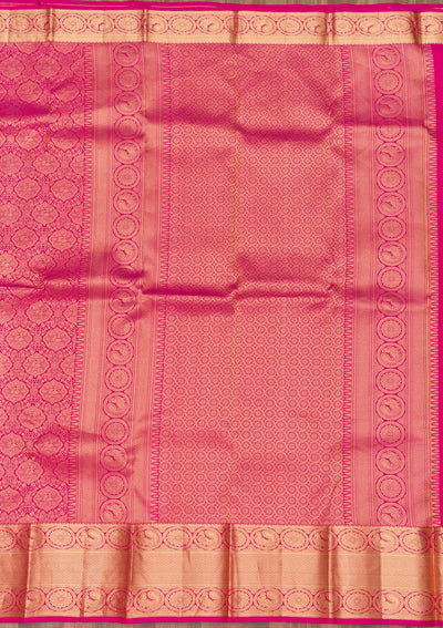 Rani Pink Zariwork Pure Silk Saree-Koskii