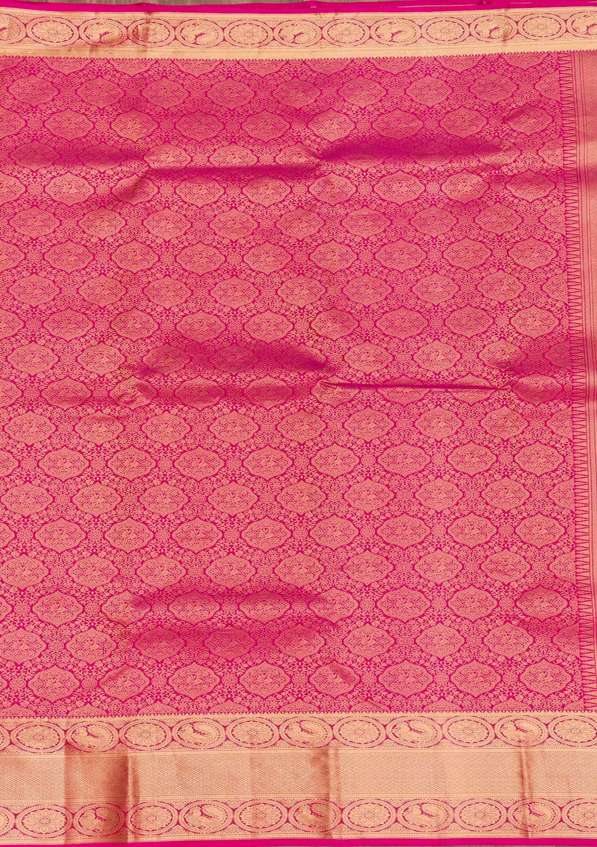 Rani Pink Zariwork Pure Silk Saree-Koskii