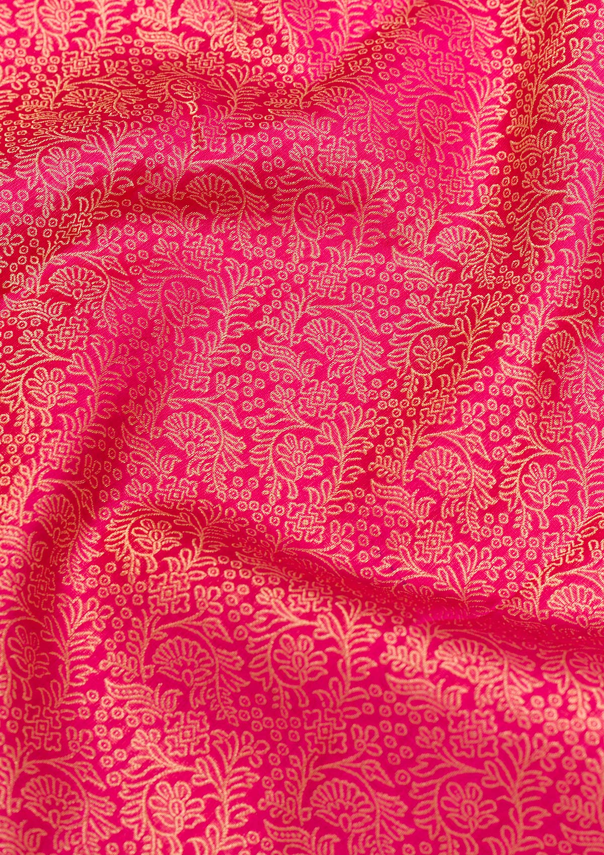 Rani Pink Zariwork Pure Silk Saree-Koskii