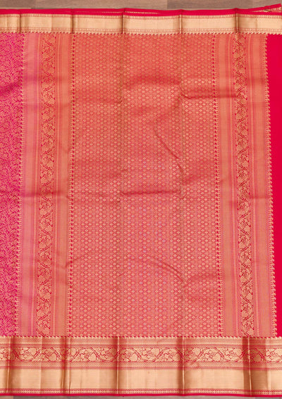 Rani Pink Zariwork Pure Silk Saree-Koskii