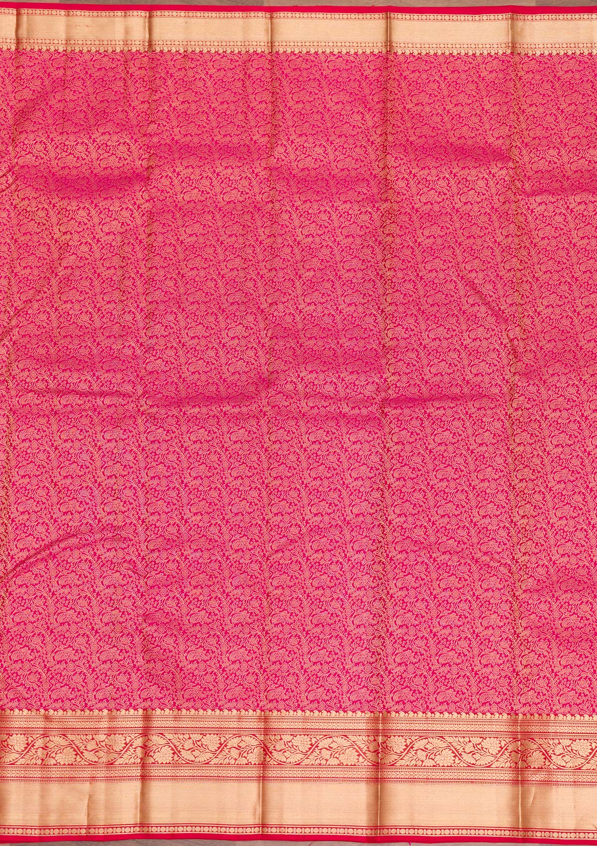 Rani Pink Zariwork Pure Silk Saree-Koskii