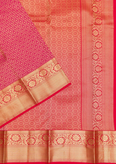 Rani Pink Zariwork Pure Silk Saree-Koskii