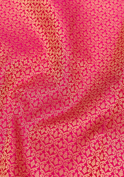 Rani Pink Zariwork Pure Silk Saree-Koskii