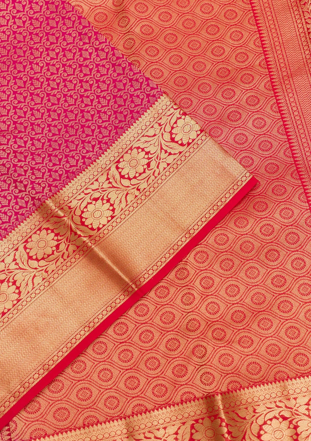 Rani Pink Zariwork Pure Silk Saree-Koskii