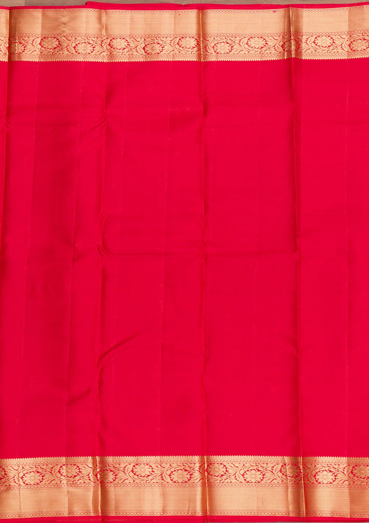 Rani Pink Zariwork Pure Silk Saree-Koskii