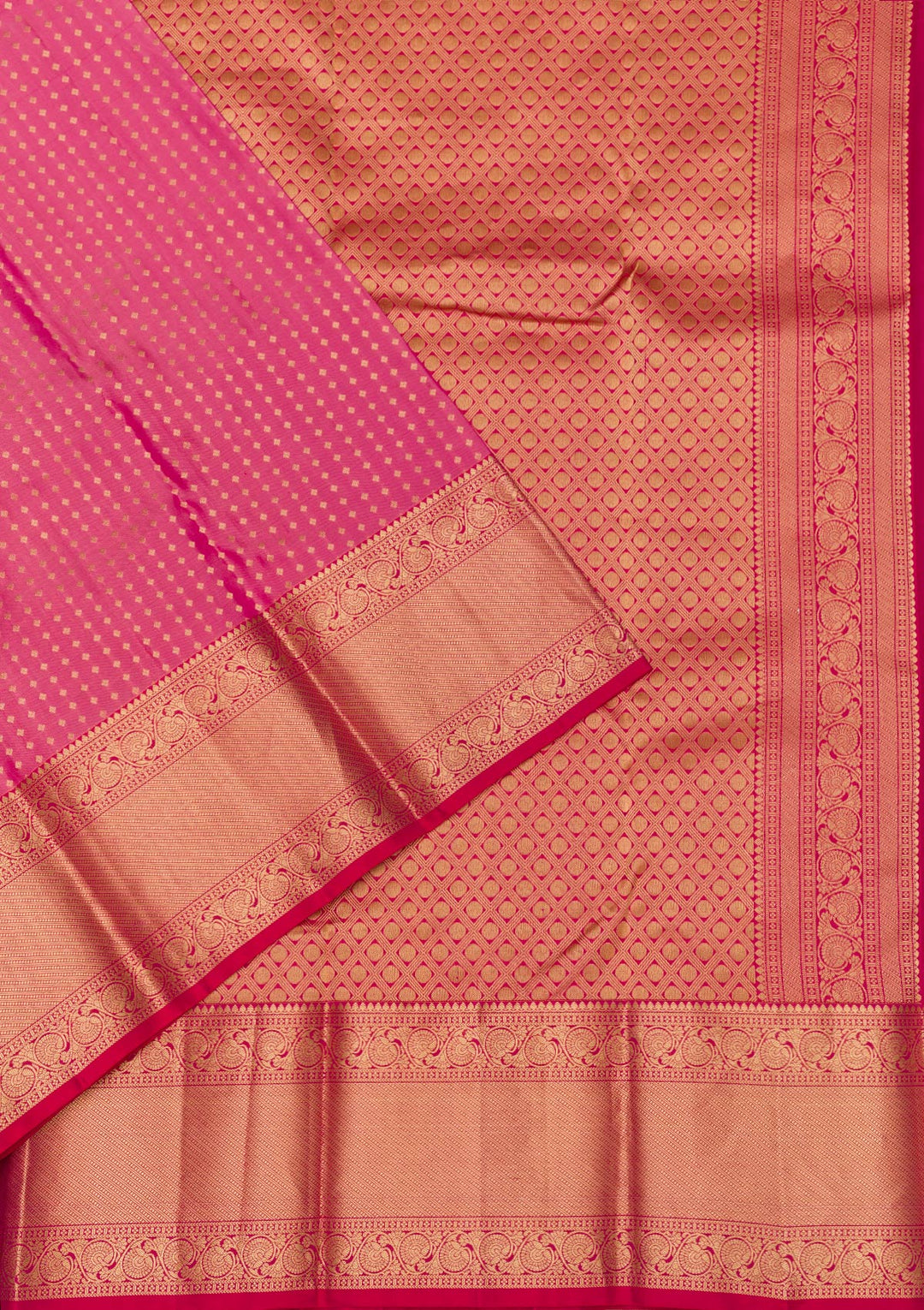 Rani Pink Zariwork Pure Silk Saree-Koskii