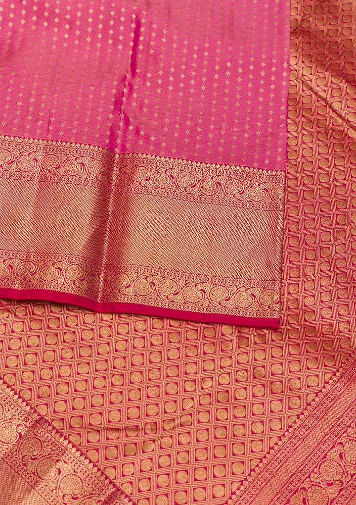 Rani Pink Zariwork Pure Silk Saree-Koskii