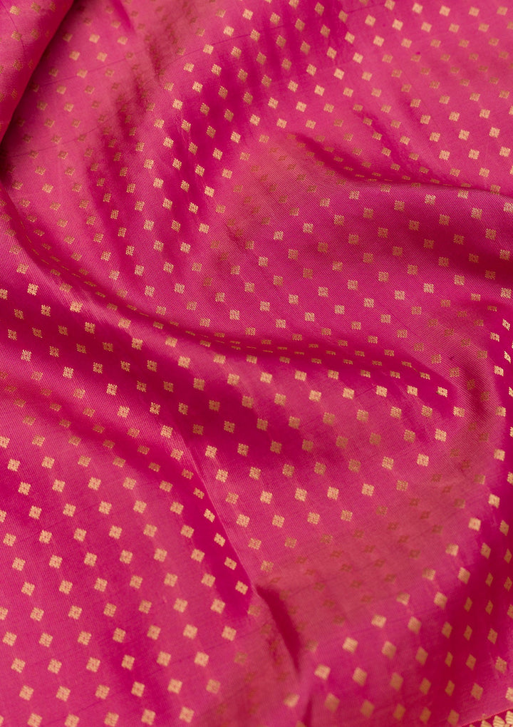 Rani Pink Zariwork Pure Silk Saree-Koskii