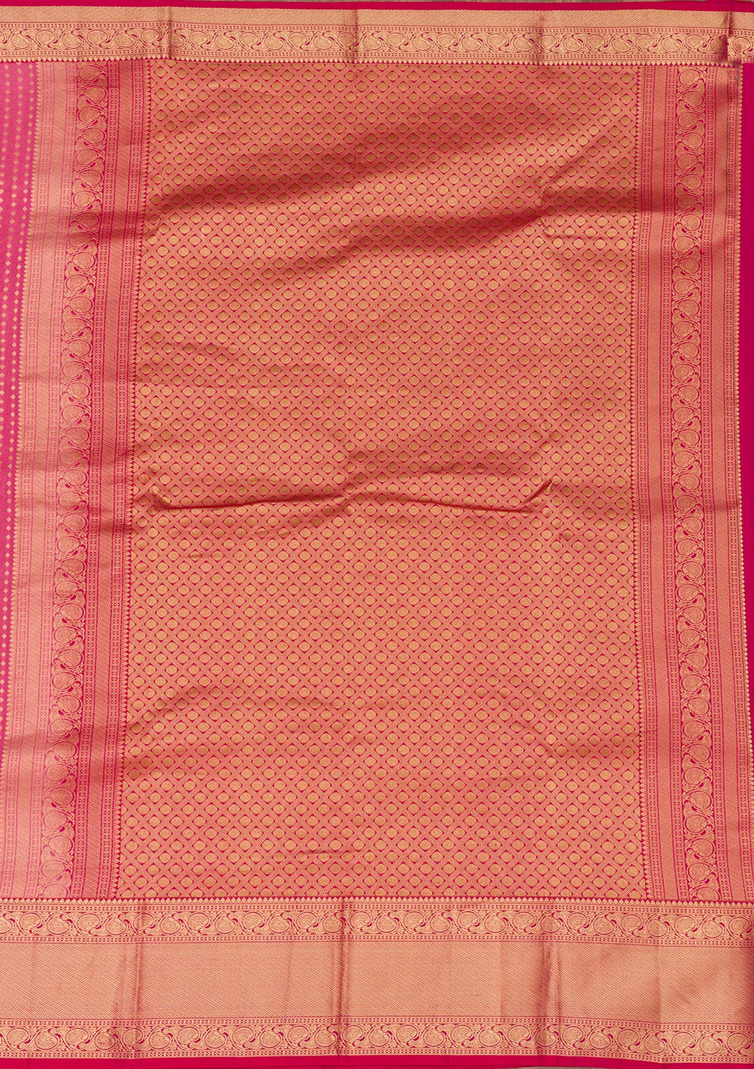 Rani Pink Zariwork Pure Silk Saree-Koskii