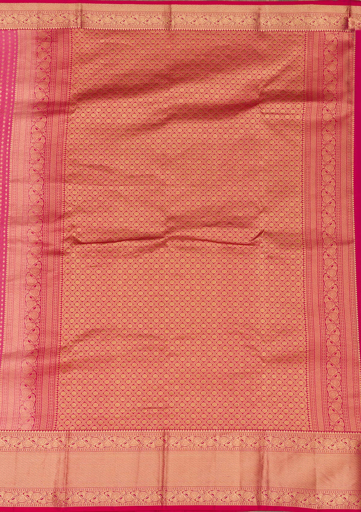 Rani Pink Zariwork Pure Silk Saree-Koskii
