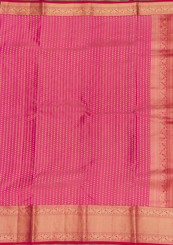 Rani Pink Zariwork Pure Silk Saree-Koskii