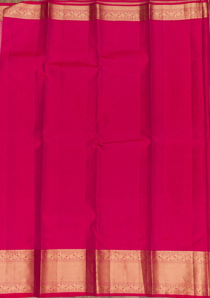 Rani Pink Zariwork Pure Silk Saree-Koskii