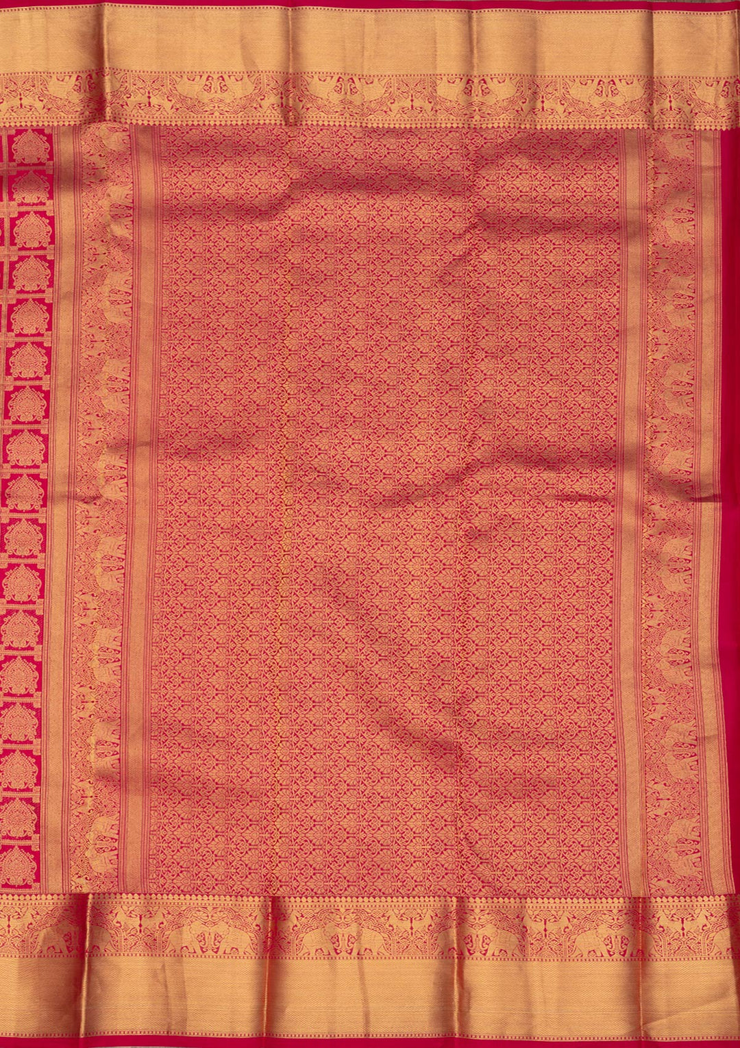 Rani Pink Zariwork Pure Silk Saree-Koskii