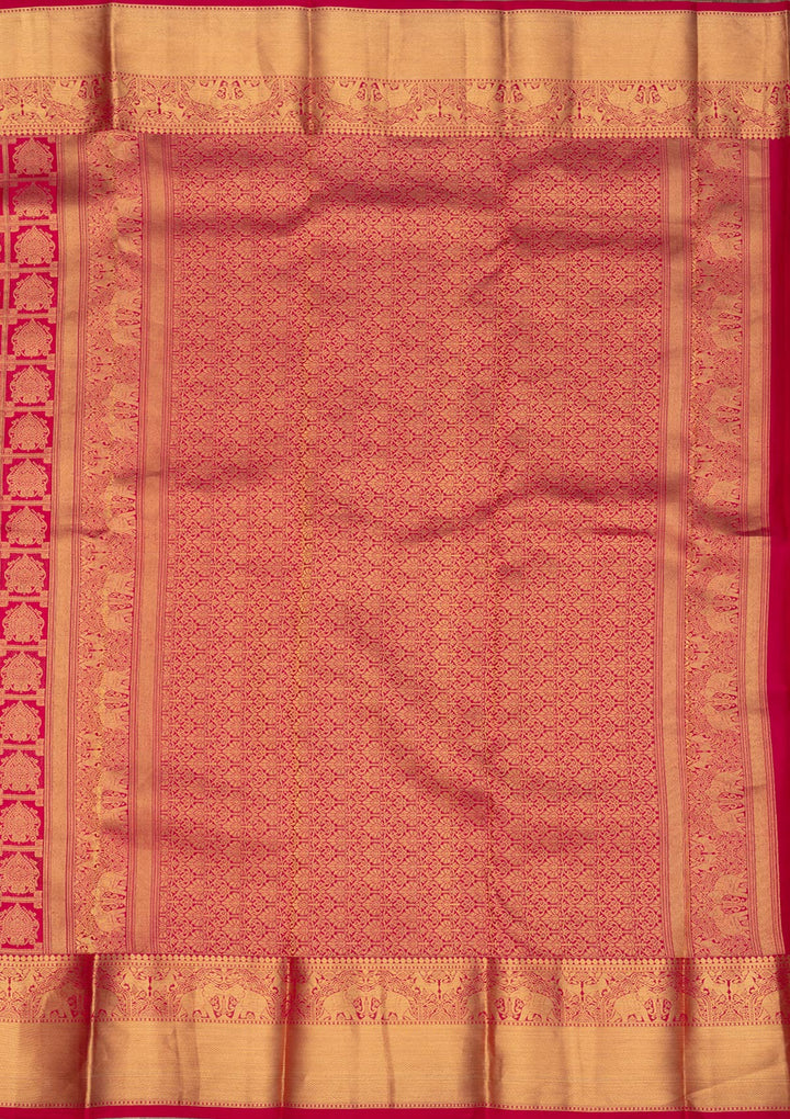 Rani Pink Zariwork Pure Silk Saree-Koskii