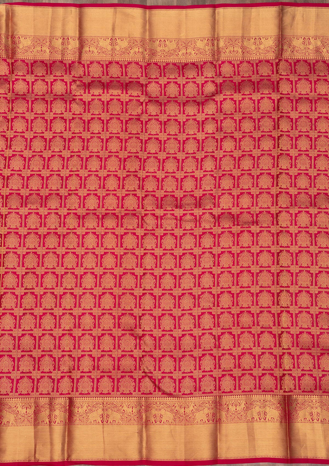 Rani Pink Zariwork Pure Silk Saree-Koskii