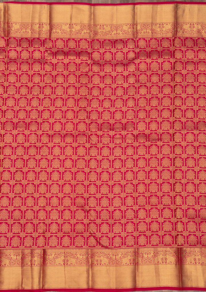 Rani Pink Zariwork Pure Silk Saree-Koskii