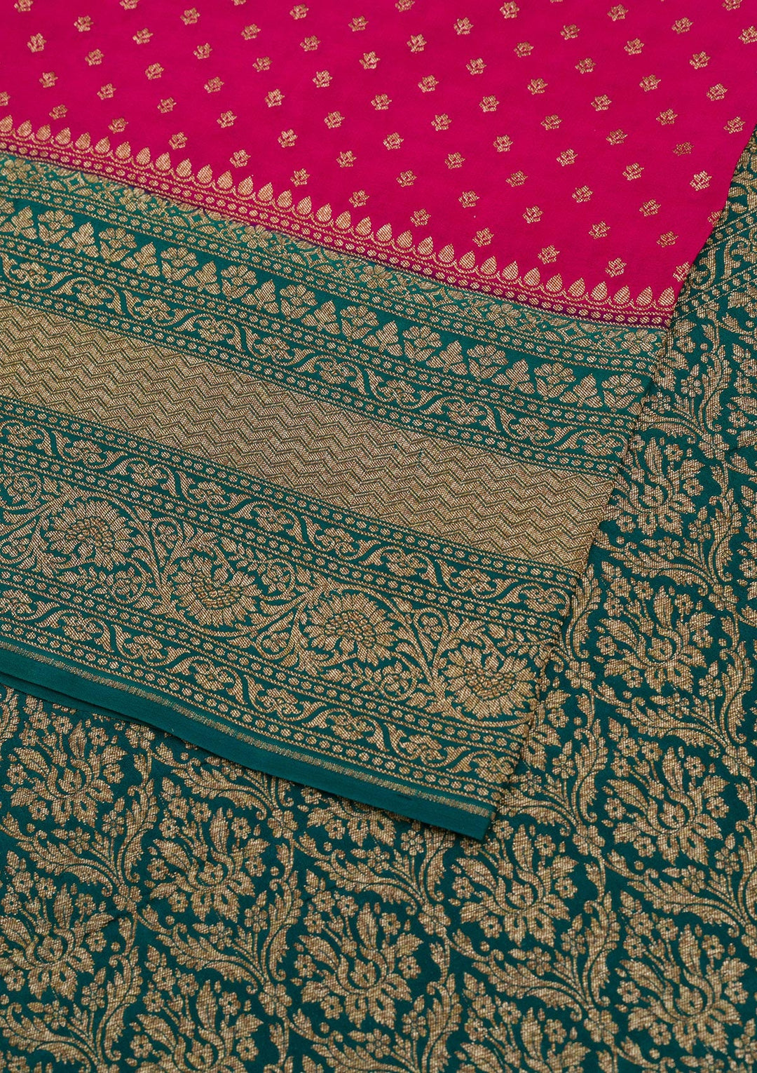 Rani Pink Zariwork Pure Silk Saree-Koskii