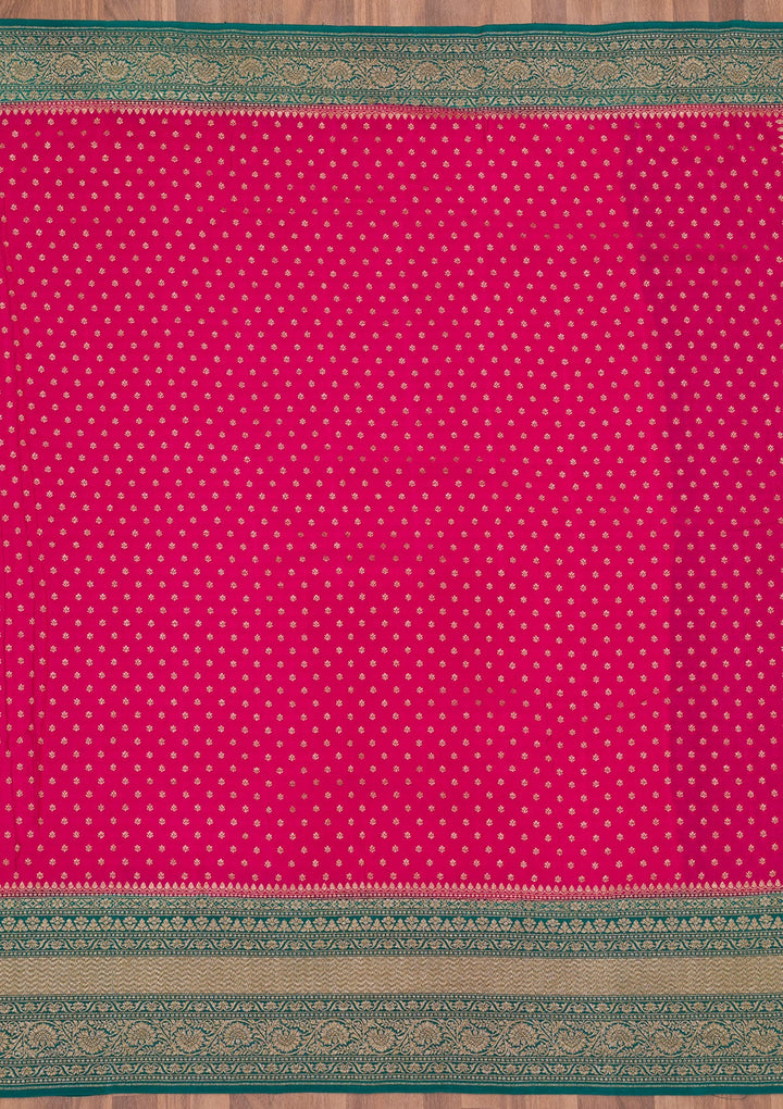 Rani Pink Zariwork Pure Silk Saree-Koskii
