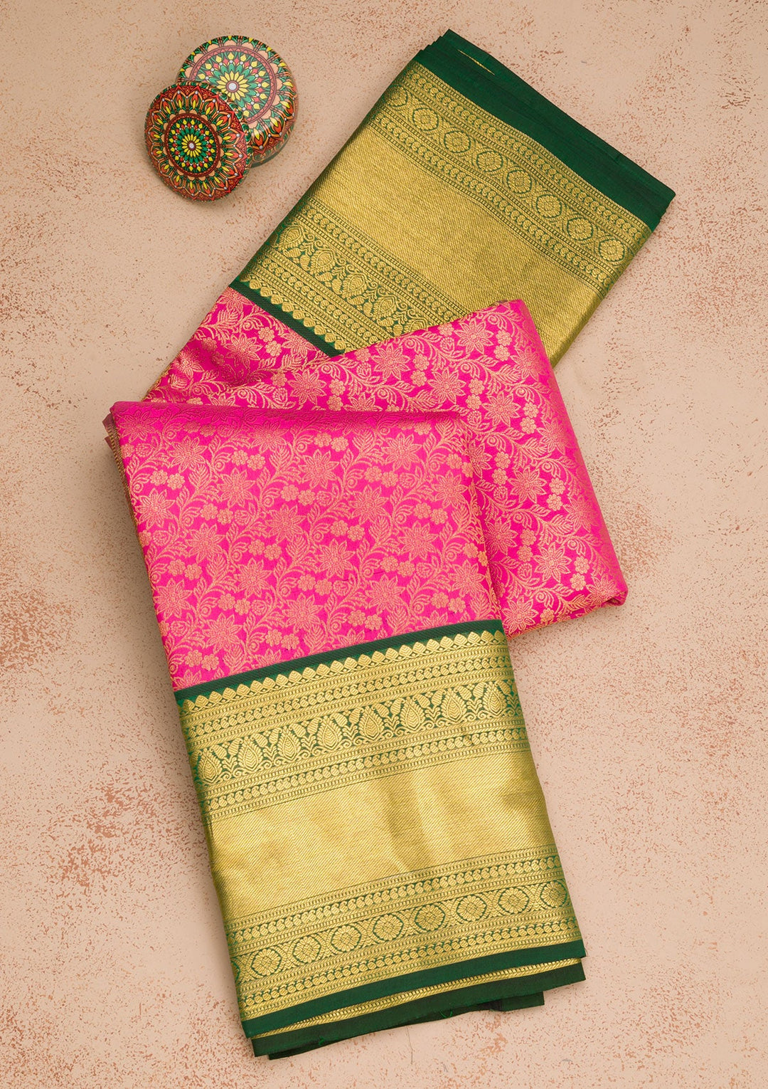 Rani Pink Zariwork Pure Silk Saree-Koskii
