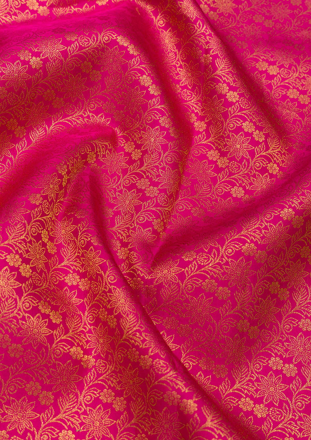 Rani Pink Zariwork Pure Silk Saree-Koskii