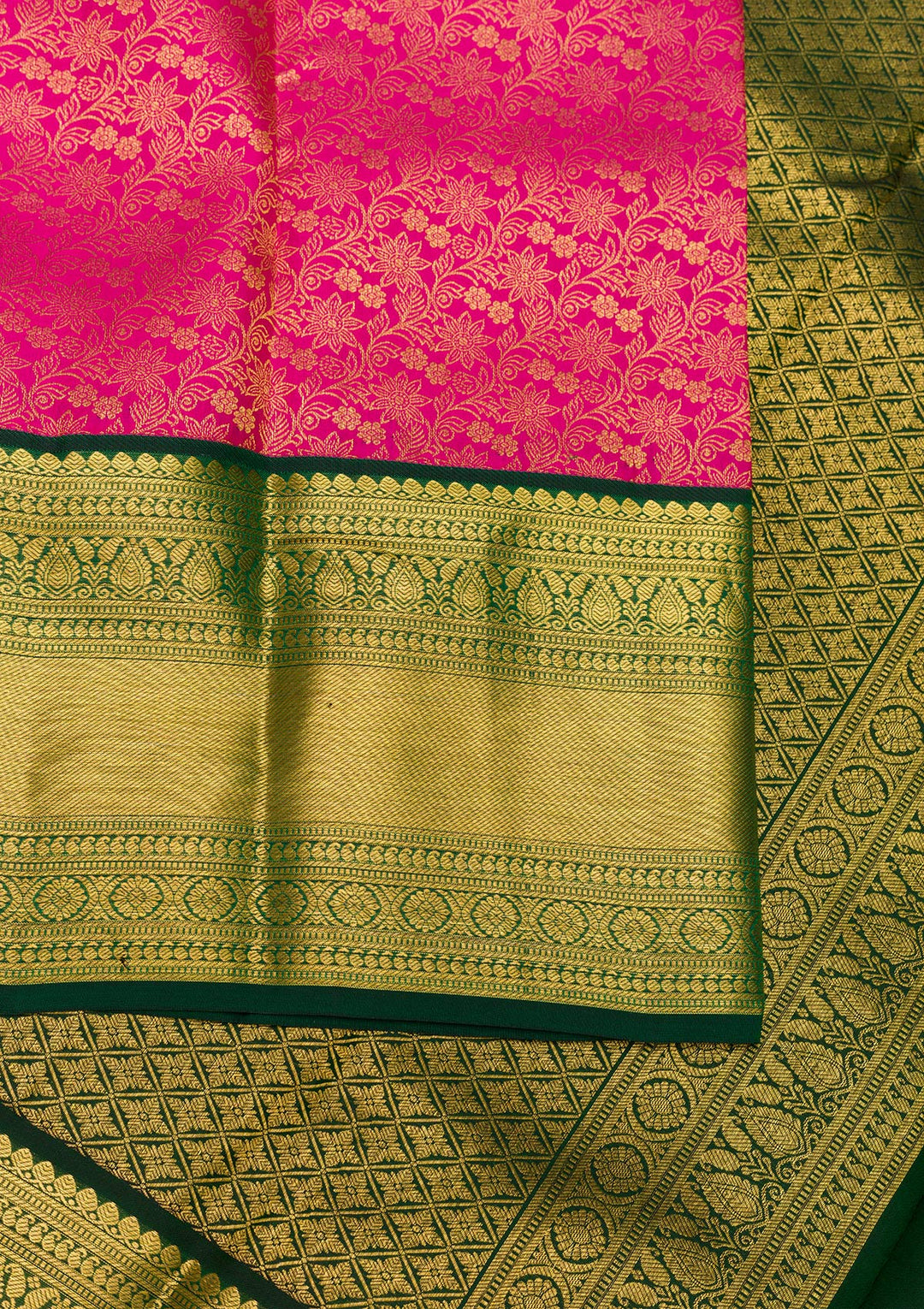 Rani Pink Zariwork Pure Silk Saree-Koskii