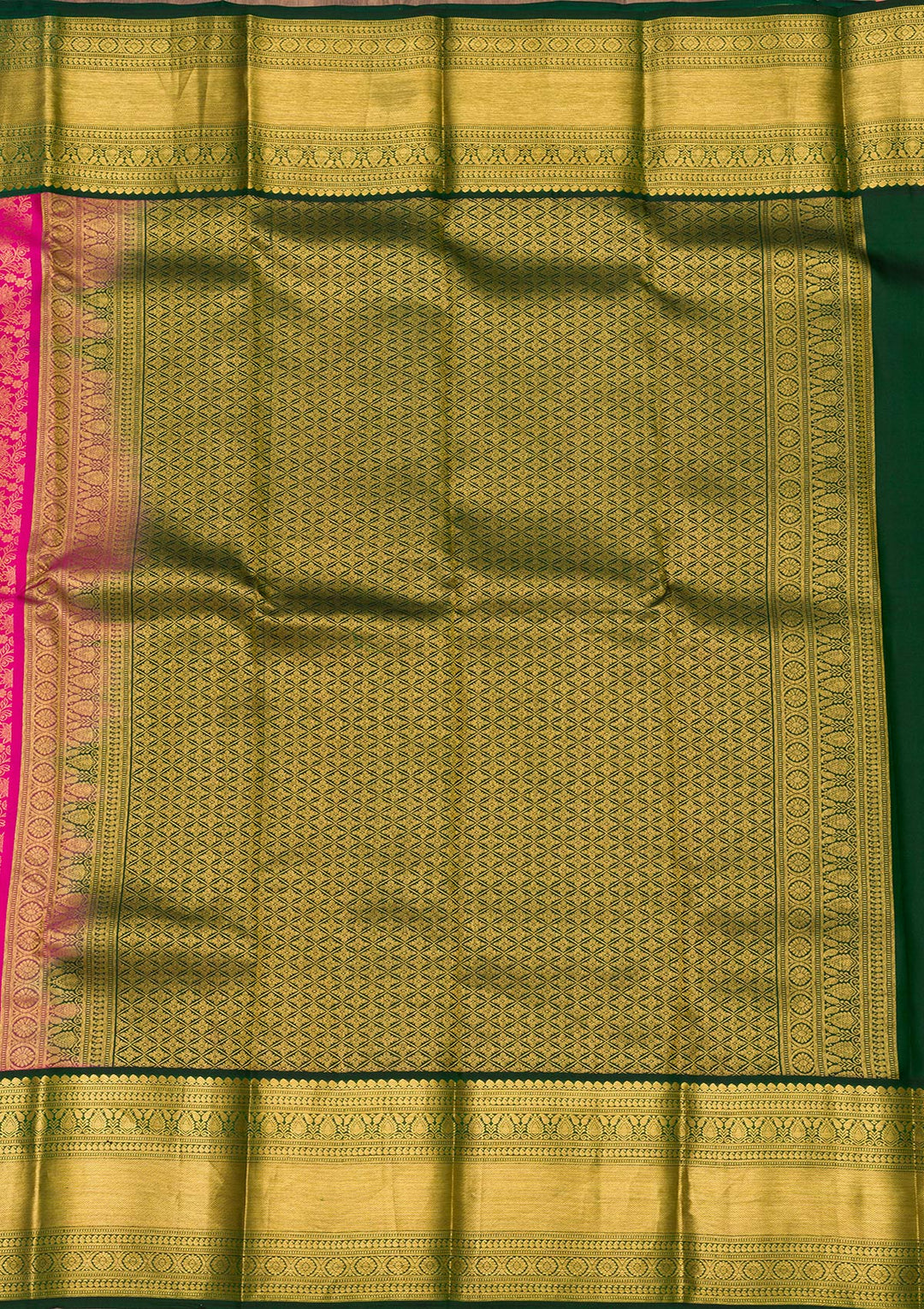 Rani Pink Zariwork Pure Silk Saree-Koskii