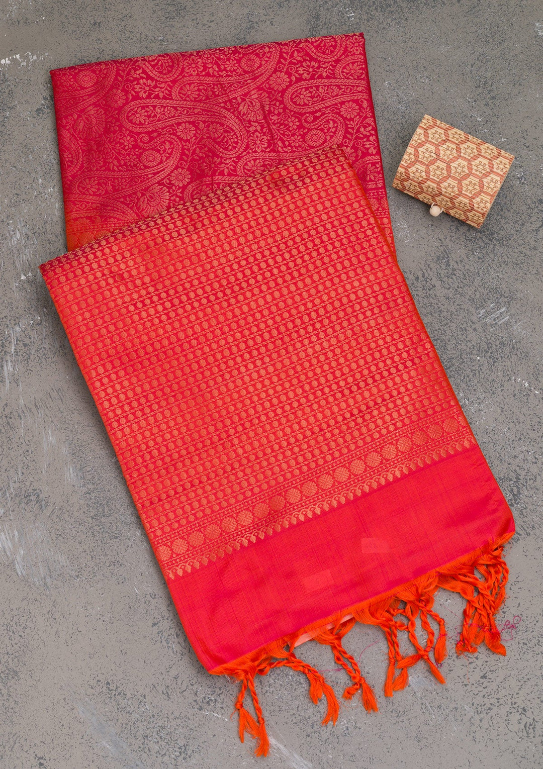 Rani Pink Zariwork Pure Silk Saree-Koskii