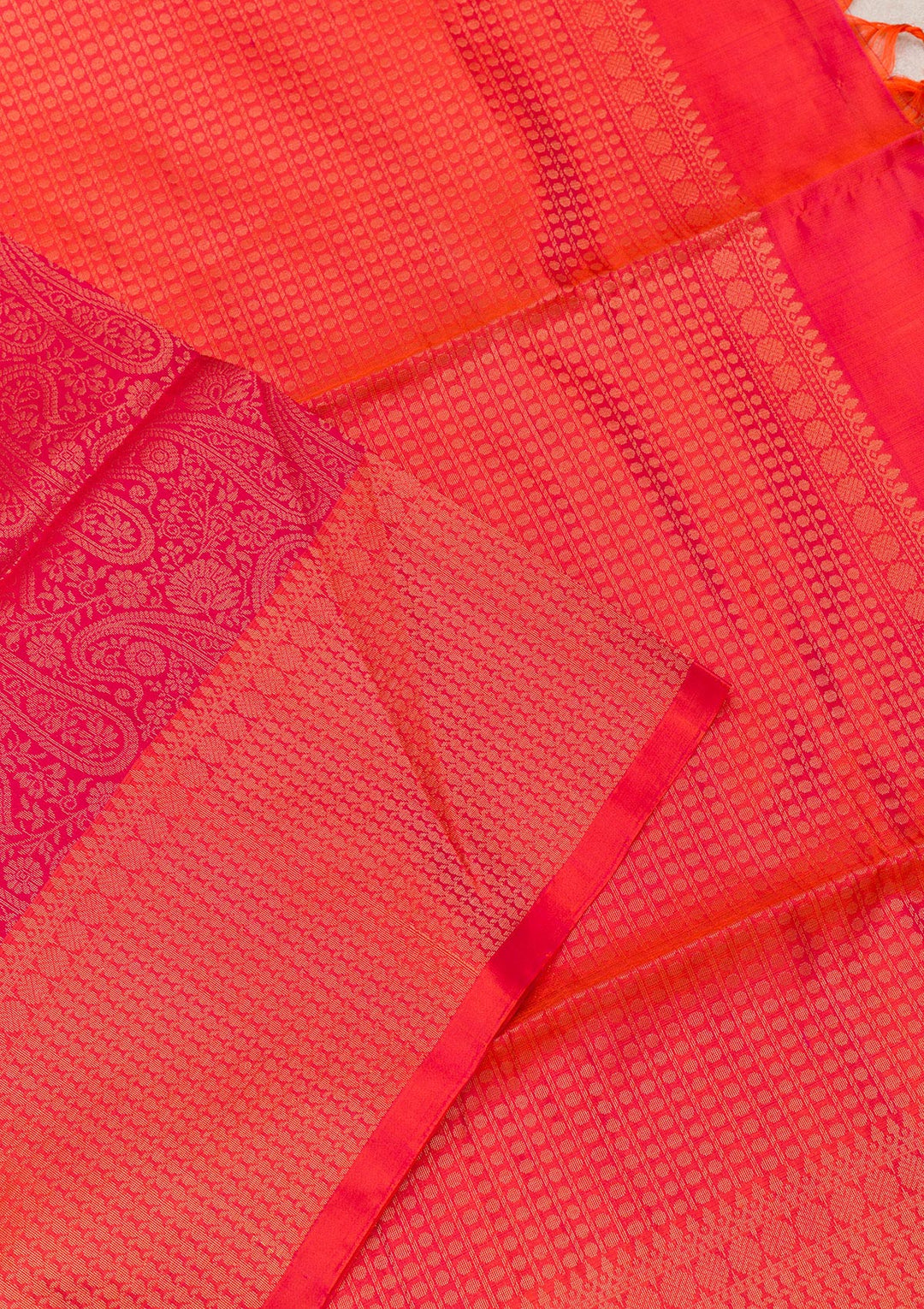 Rani Pink Zariwork Pure Silk Saree-Koskii