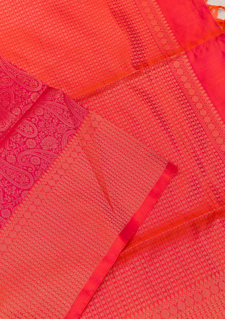 Rani Pink Zariwork Pure Silk Saree-Koskii